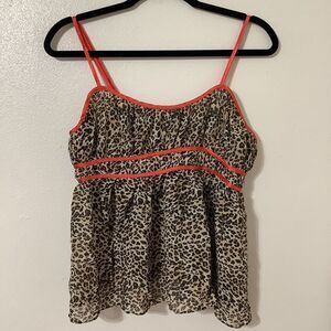 Secret Treasures Y2K Style Cheetah Print McBling Babydoll Camisole Large